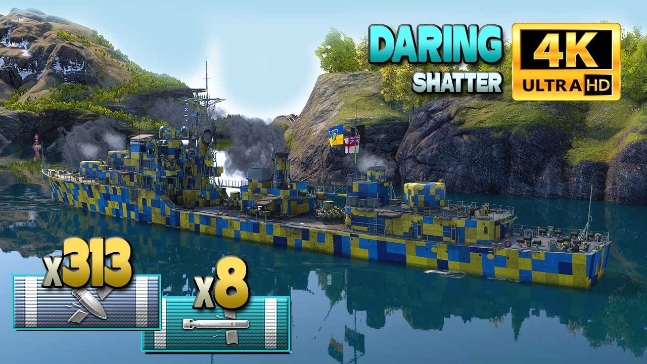 эсминец Дэринг упорно сражается на карте Shatter - World of Warships