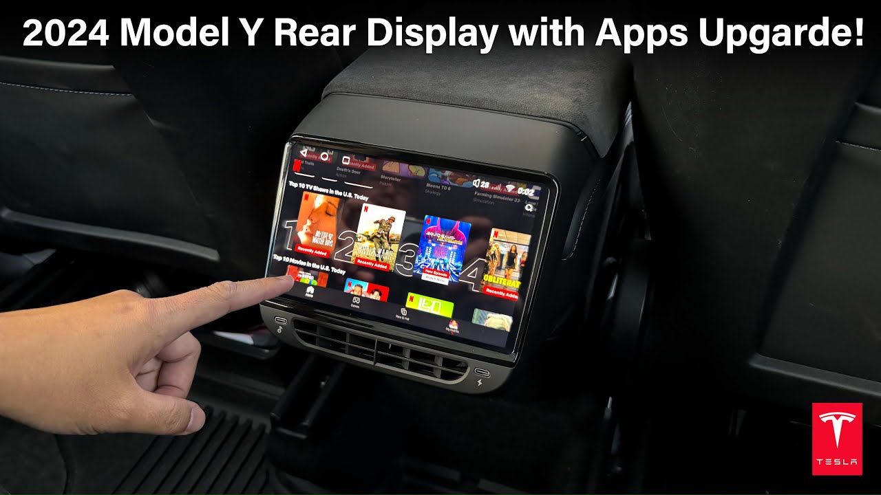 New 2024 Tesla Model Y Rear Entertainment Display with Apps! #tesla #teslamodely