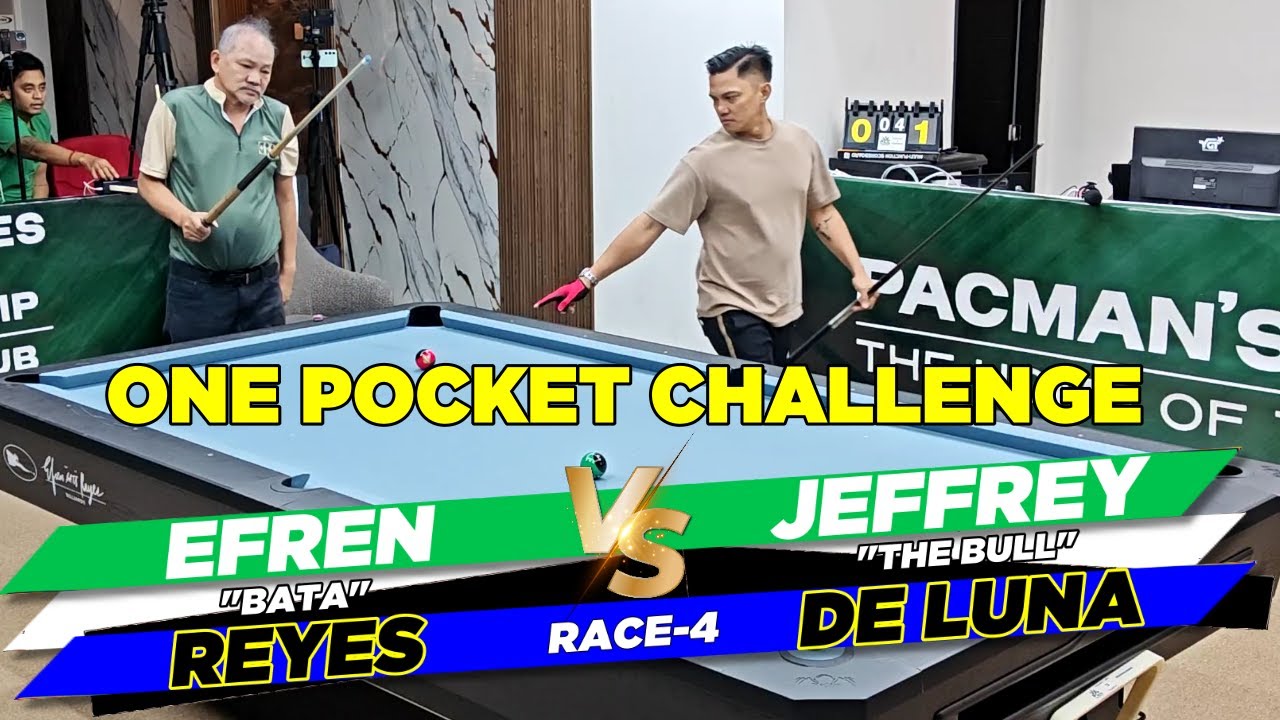 EFREN 'BATA REYES VS JEFFREY DE LUNA (ONE POCKET CHALLENGE) RACE 4 @pacmans.cueclub