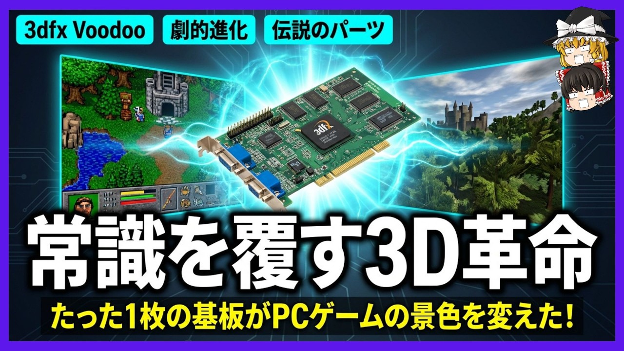 【3Dの衝撃と3dfxの伝説】なぜドット絵は「立体」になったのか？3dfxの衝撃と、NVIDIAが仕掛けた非情な買収劇【ゆっくり解説】