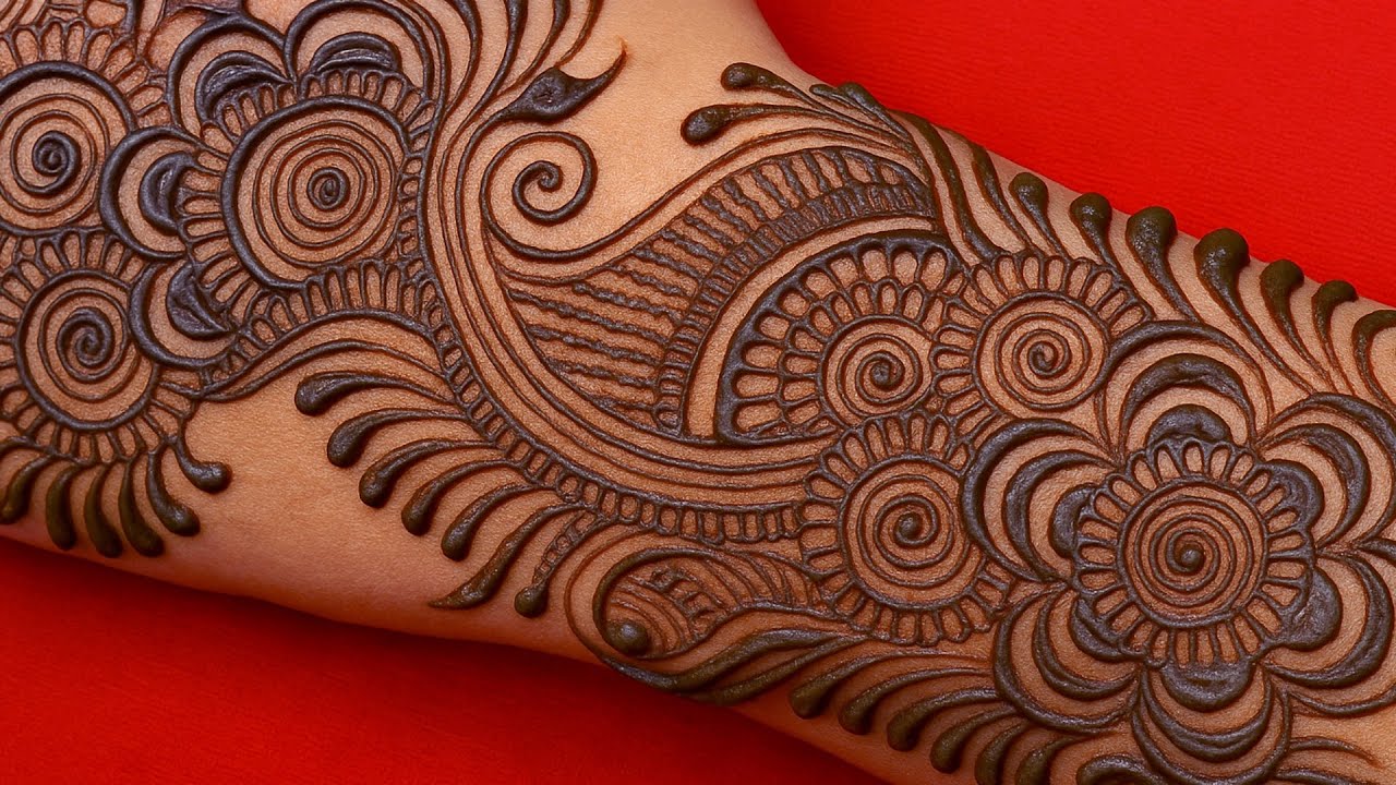 Easy Mehndi Design For Karwa Chauth | Mehandi Designs For Full Front Hand | New Mehndi Design Simple