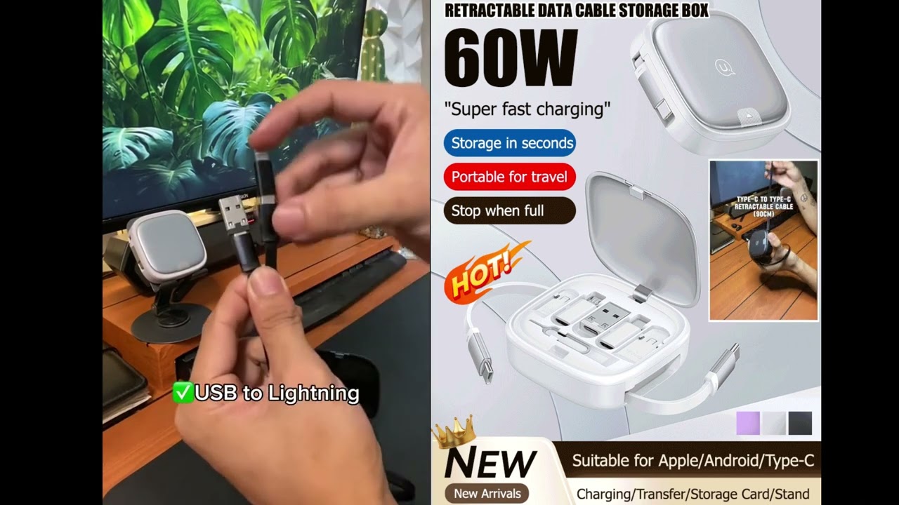 All in 1 Charger USAMS SJ650 U87 60W Fast charging for Android and IOS.