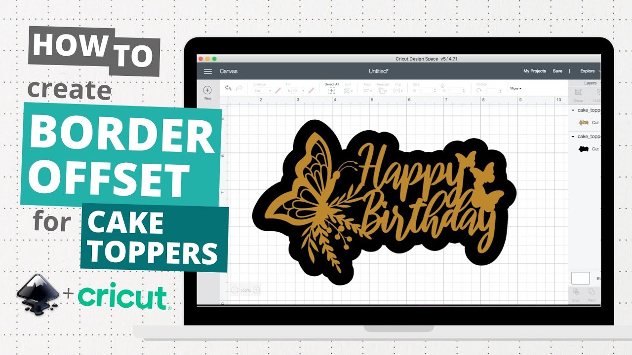 Border offset for cake toppers - Inkscape + Cricut Design Space tutorial