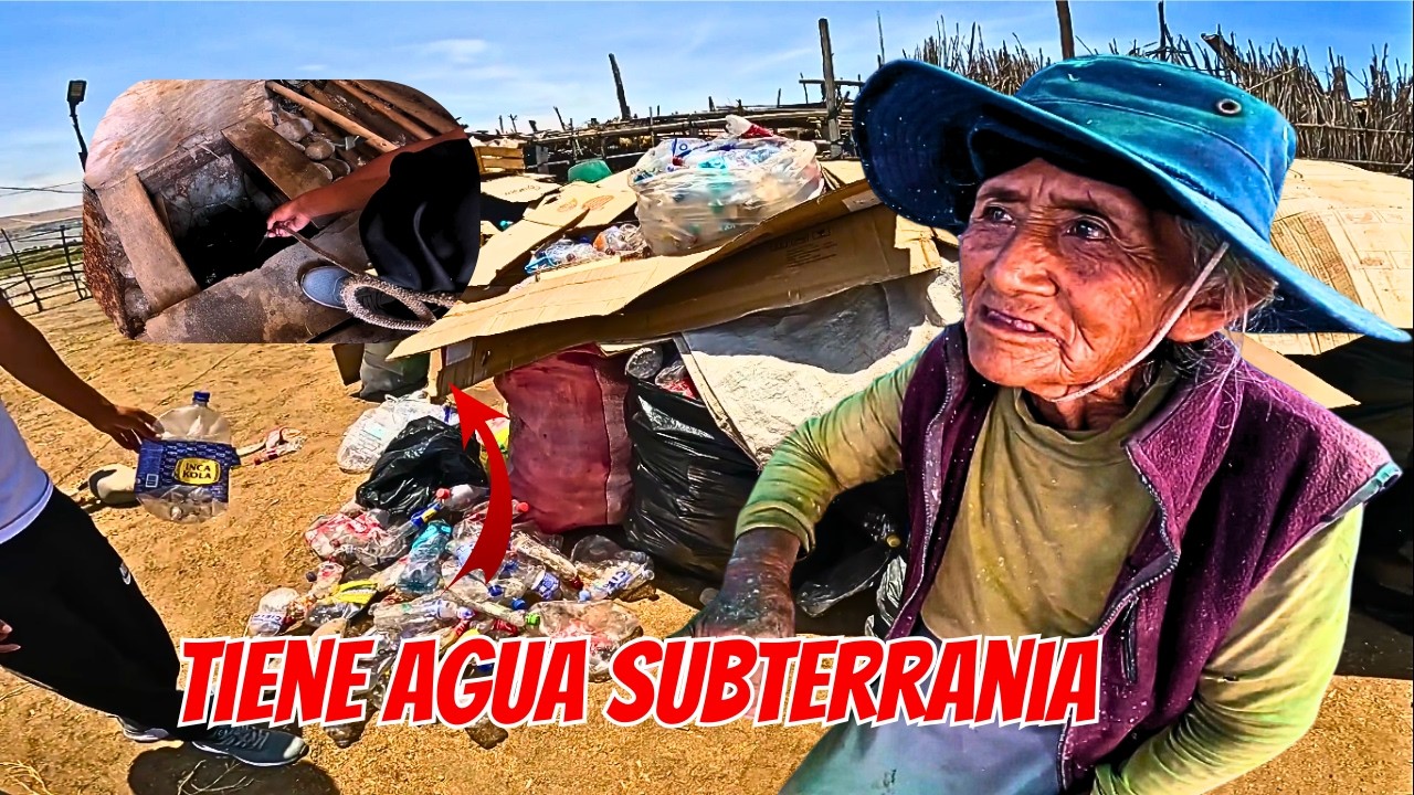 Esta abuelita  78 años vive sola  recojiendo botellas frente al mar