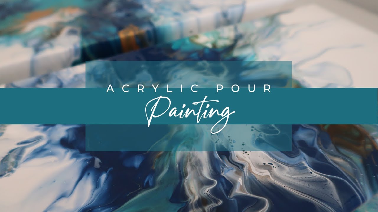 Blue Acrylic Pour Diptych - Fluid Art