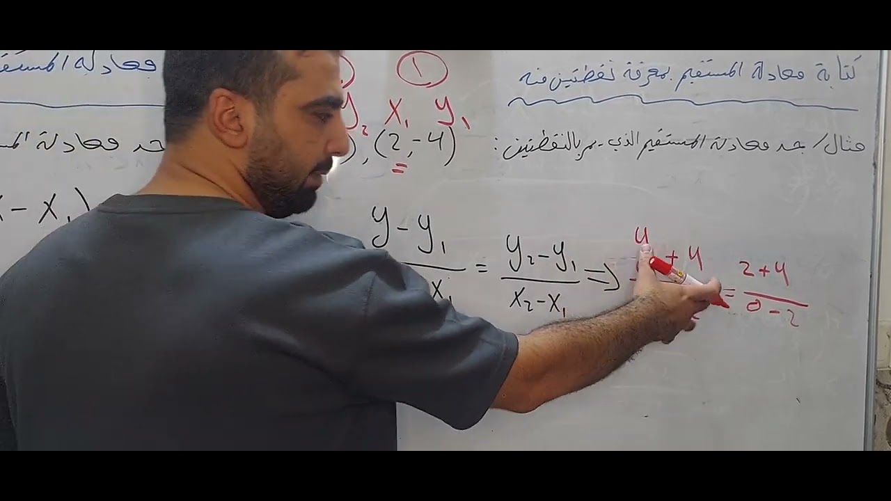 إيجاد معادلة المستقيم من خلال نقطتين | شرح مبسط مع مثال