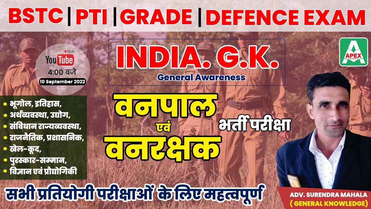 India GK for vanrakshak & Vanpal | General Knowledge Questions | वनपाल-वनरक्षक परीक्षा, Top GK MCQ