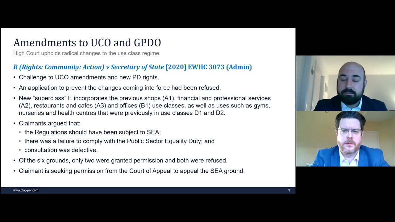 Outline Episode 1 – 2 December: Rights, Community, amending planning permissions