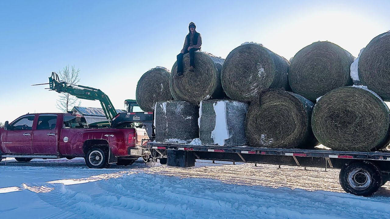 Loading 20 round bales on the gooseneck!