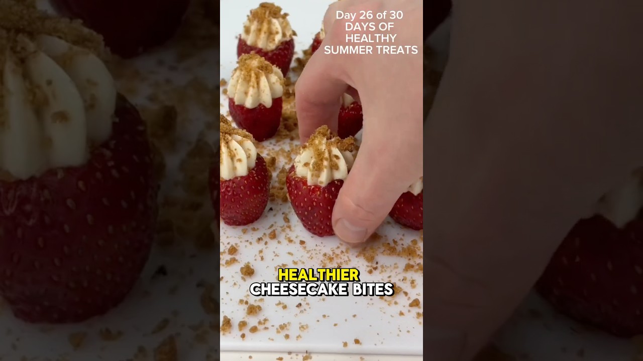 🍓🍮🍪 Cheesecake Stuffed Strawberries | Day 26 of Healthy Summer Treats