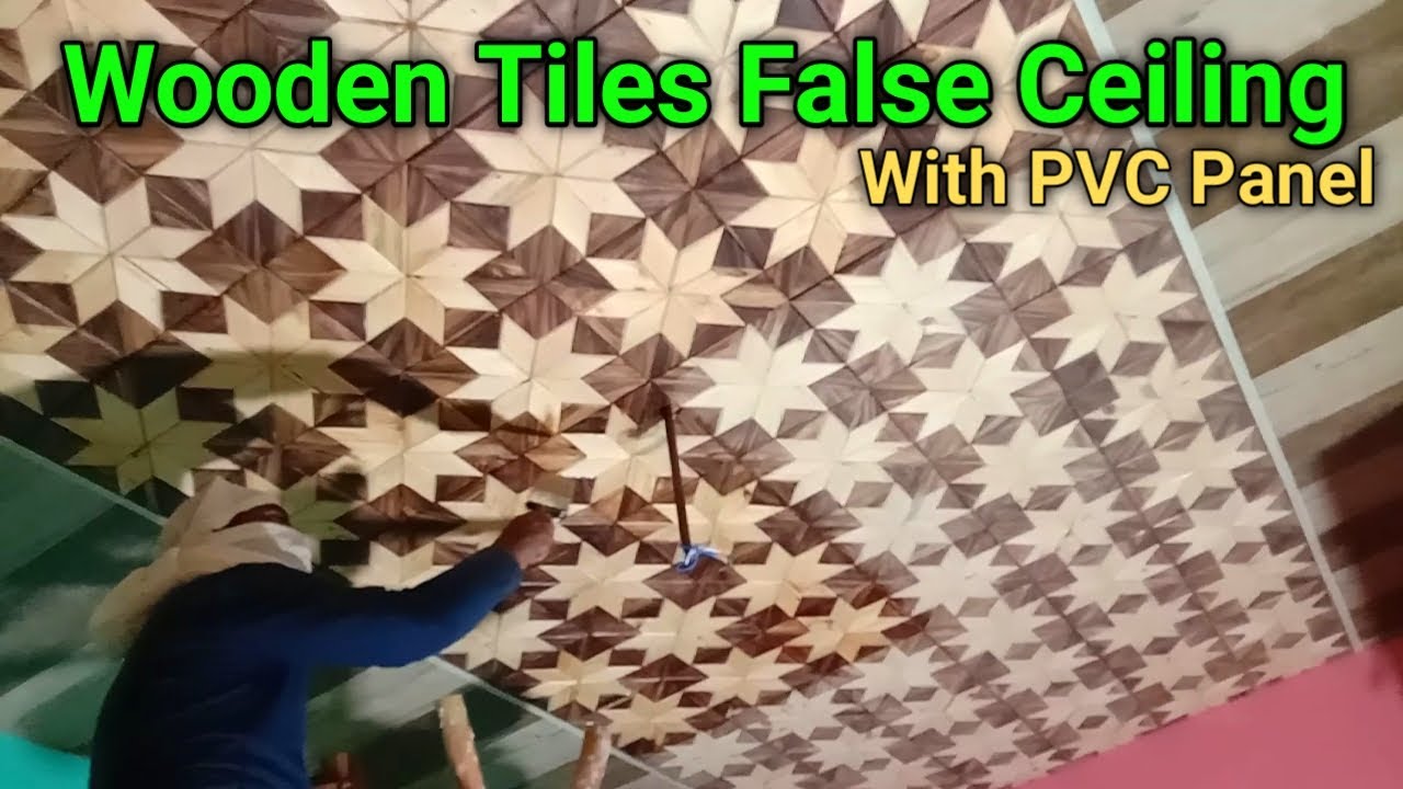 Wooden Tiles False Ceiling Design | Wooden tiles ceiling and wall panelling | letest false ceiling