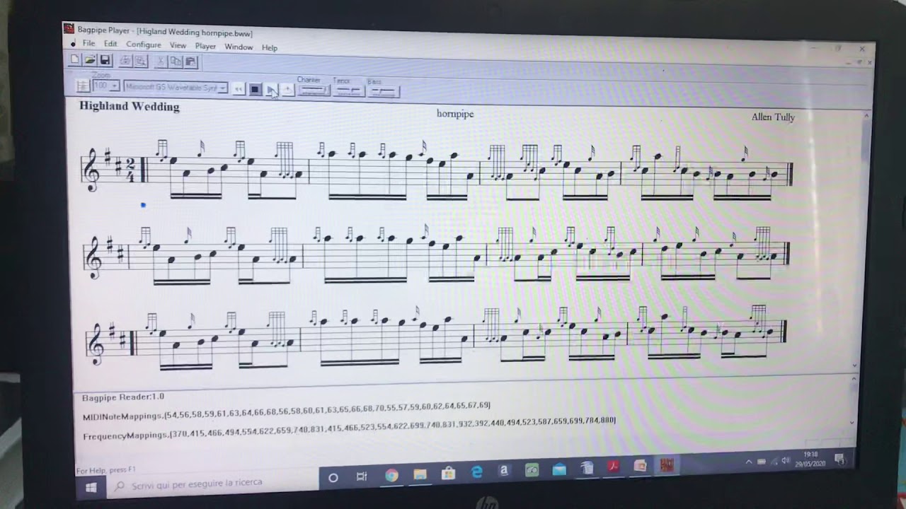 Bagpipe sheet music, The Highland Wedding hornpipe