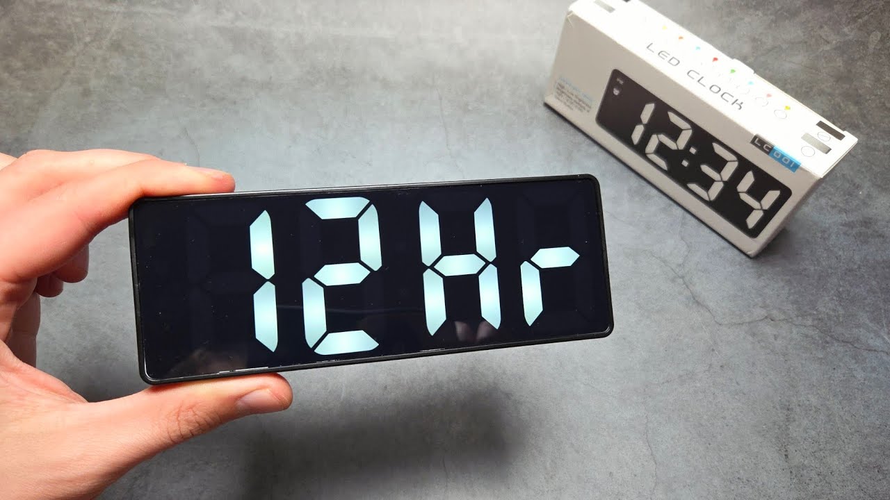 Переключение формата времени 12/24 ч AM PM - светодиодные часы с будильником и большим цифровым д...