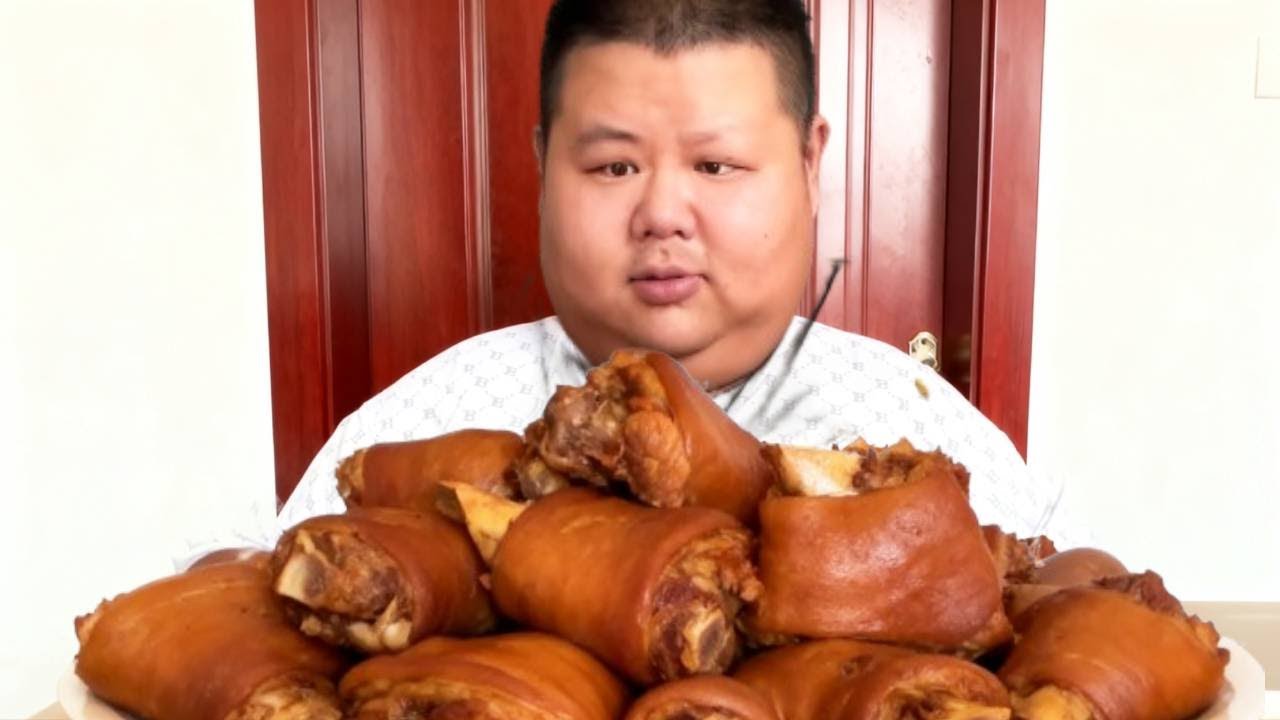 400斤的良子又饿了，今天是良子的梦中情肘，三口一个猪肘，良子吃的也太香了！ #良子大胃袋 #美食 #吃播#良子大胃袋 #大胃王 #吃播