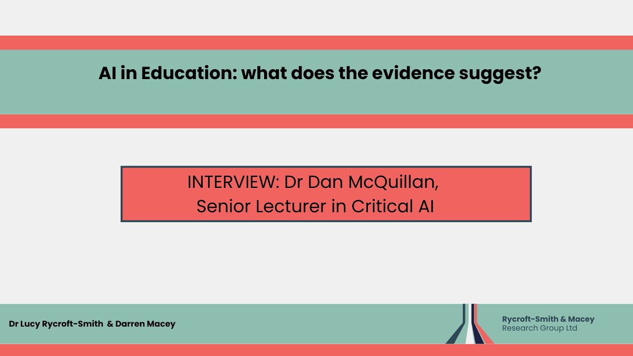 AI in education: Interview with Dr Dan McQuillan