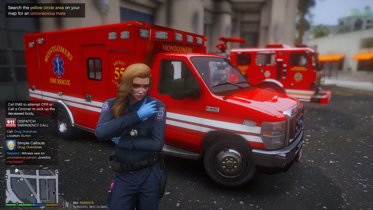 Gta 5 LSFDFR Playing As A Female Montgomery Fire EMS - First Responder/Paramedic Mods #gta  #lspdfr