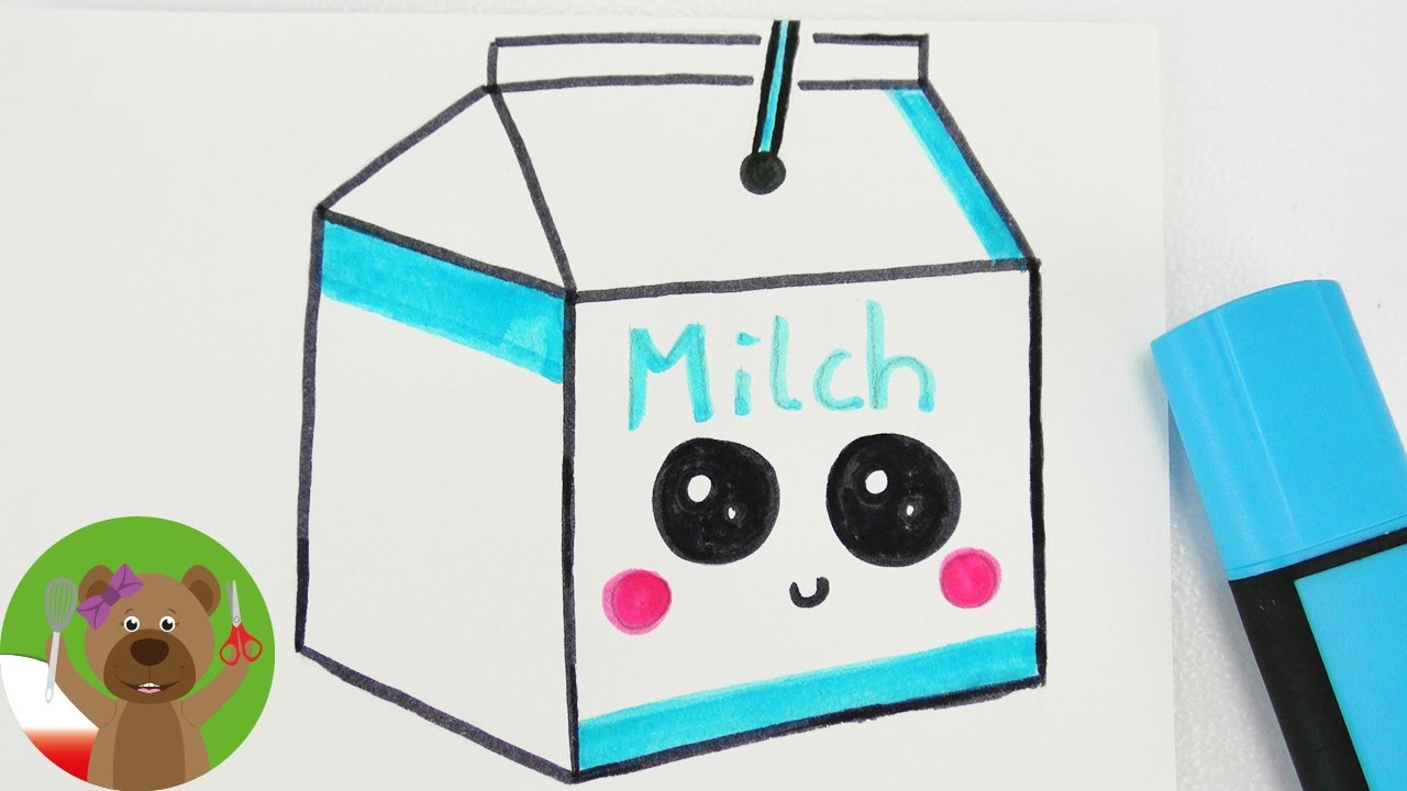 DIY kartonik mleka w technice Kawaii | obrazek na kartkę bądź laurkę | Malowanie & Rysowanie