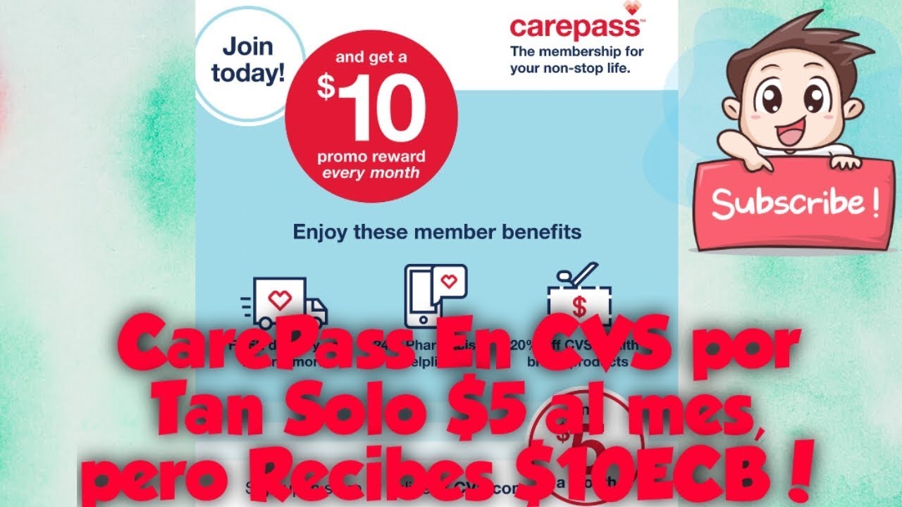Programa de CVS Carepass Pagas $5, pero Recibes $10ECB.  Gratis con Ganancia de $5 al mes ❤