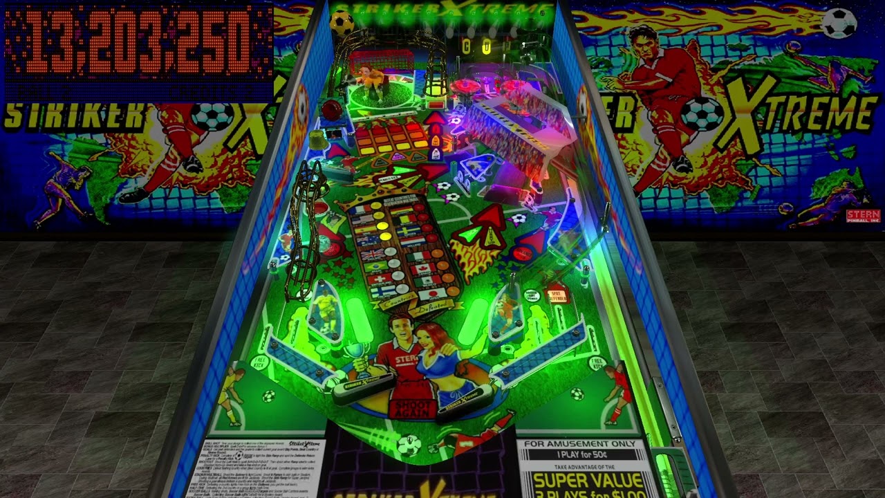 VPX - Virtual Game play - Striker Xtreme (Stern 2000) Ejse83 LED Mod By Ejse83