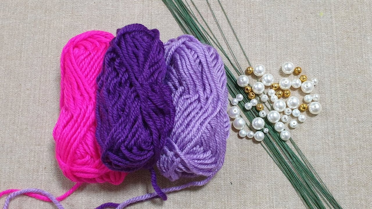 Easy Lavender Flower Making Idea with Wool -How to make Beautiful Flower -Amazing Woolen Crafts -DIY