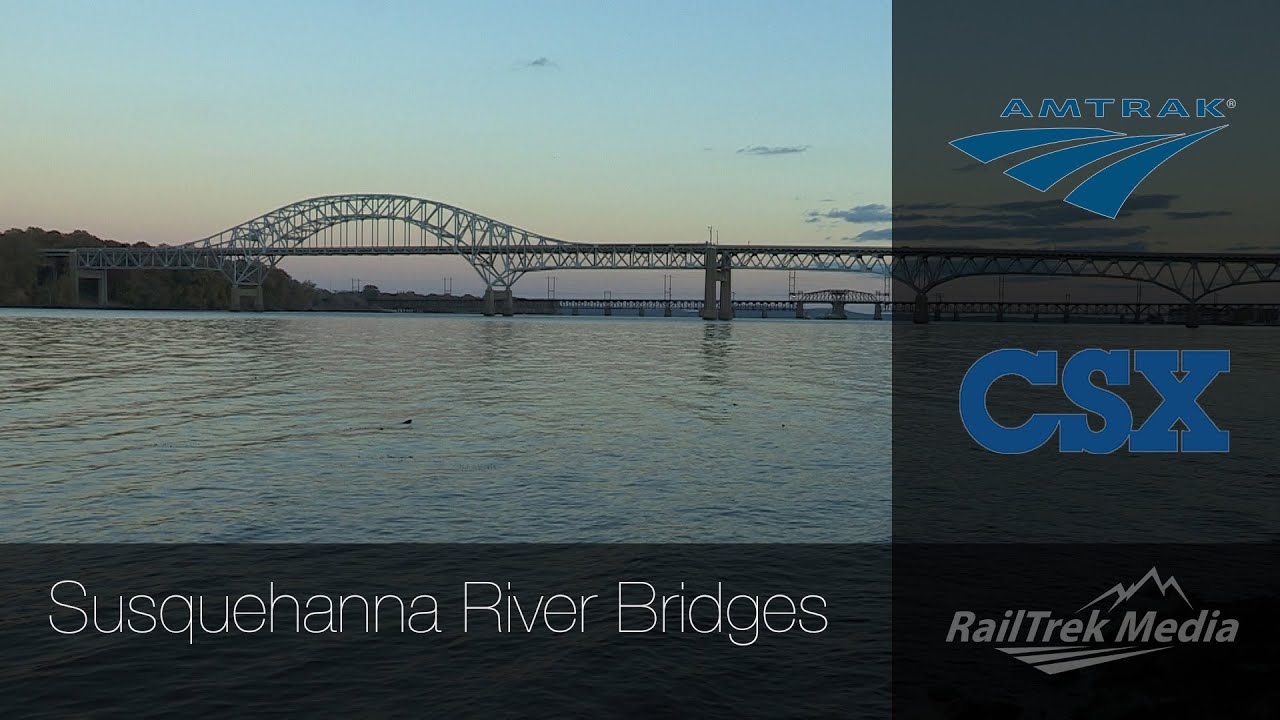 RTM SHORT: Susquehanna River Bridges - Havre de Grace MD - Amtrak and CSX Trains!