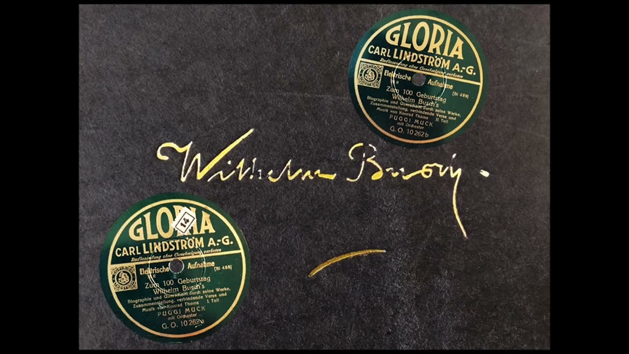 Aufnahme zum 100. Geburtstag Wilhelm Buschs am 15.04. 1932, Konrad Thoms & Puggi Muck mit Orchester