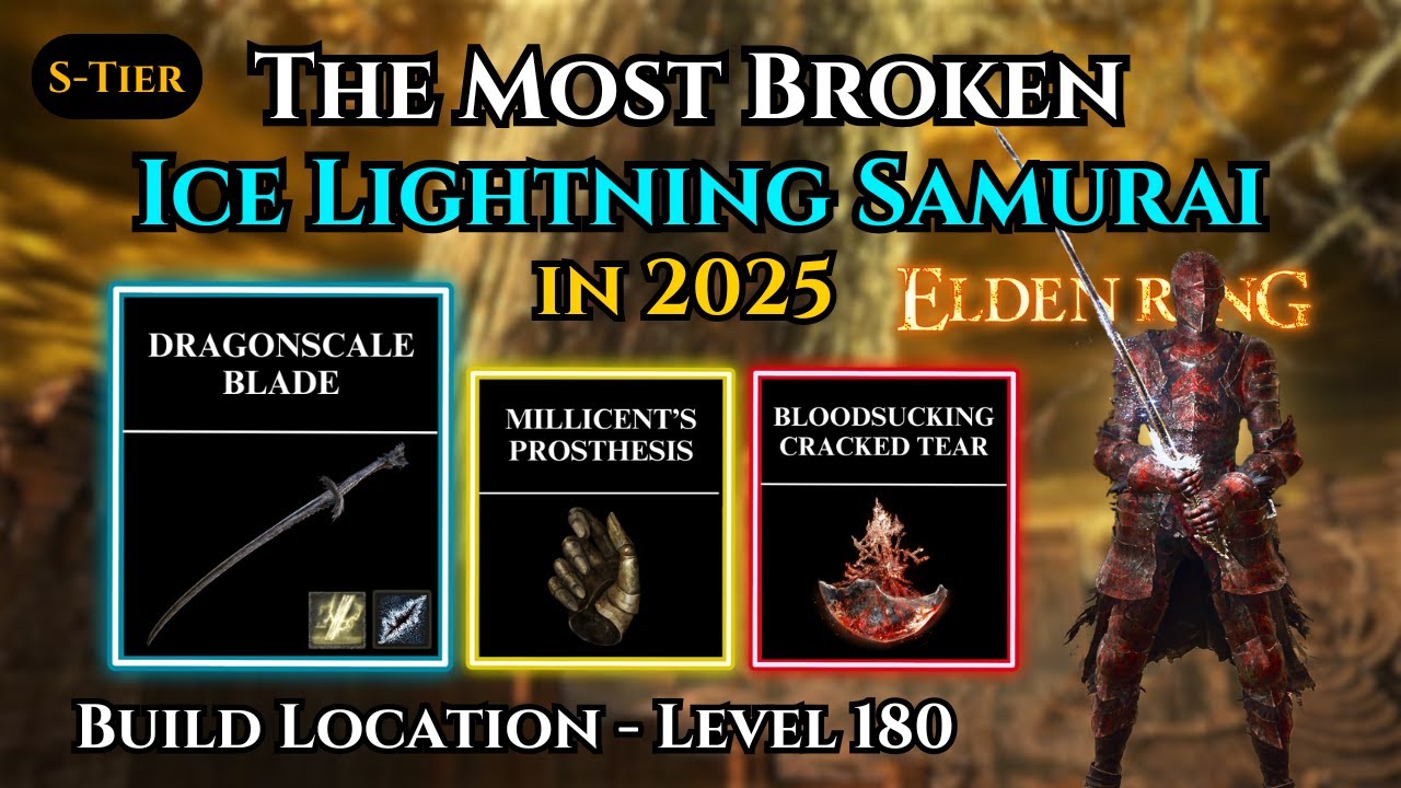 Dragonscale Blade Ice Lightning Katana Best Build 2025 Level 180 Elden Ring Tutorial & Location
