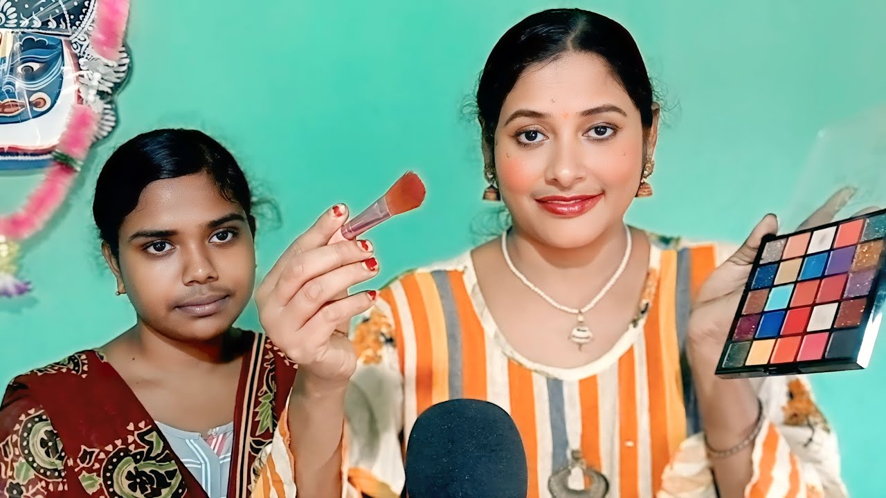 ASMR  12 Minute | My Niece Doing My Festival Makeup 💄