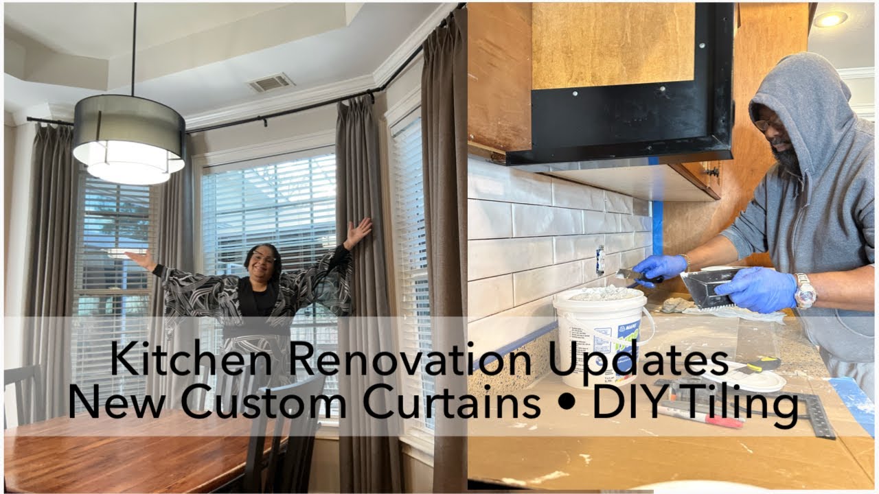 TRANSFORMING MY DATED KITCHEN DIY RENOVATION ADDING TILE AND CUSTOM CURTAINS MRS AWESOME CURTAINS