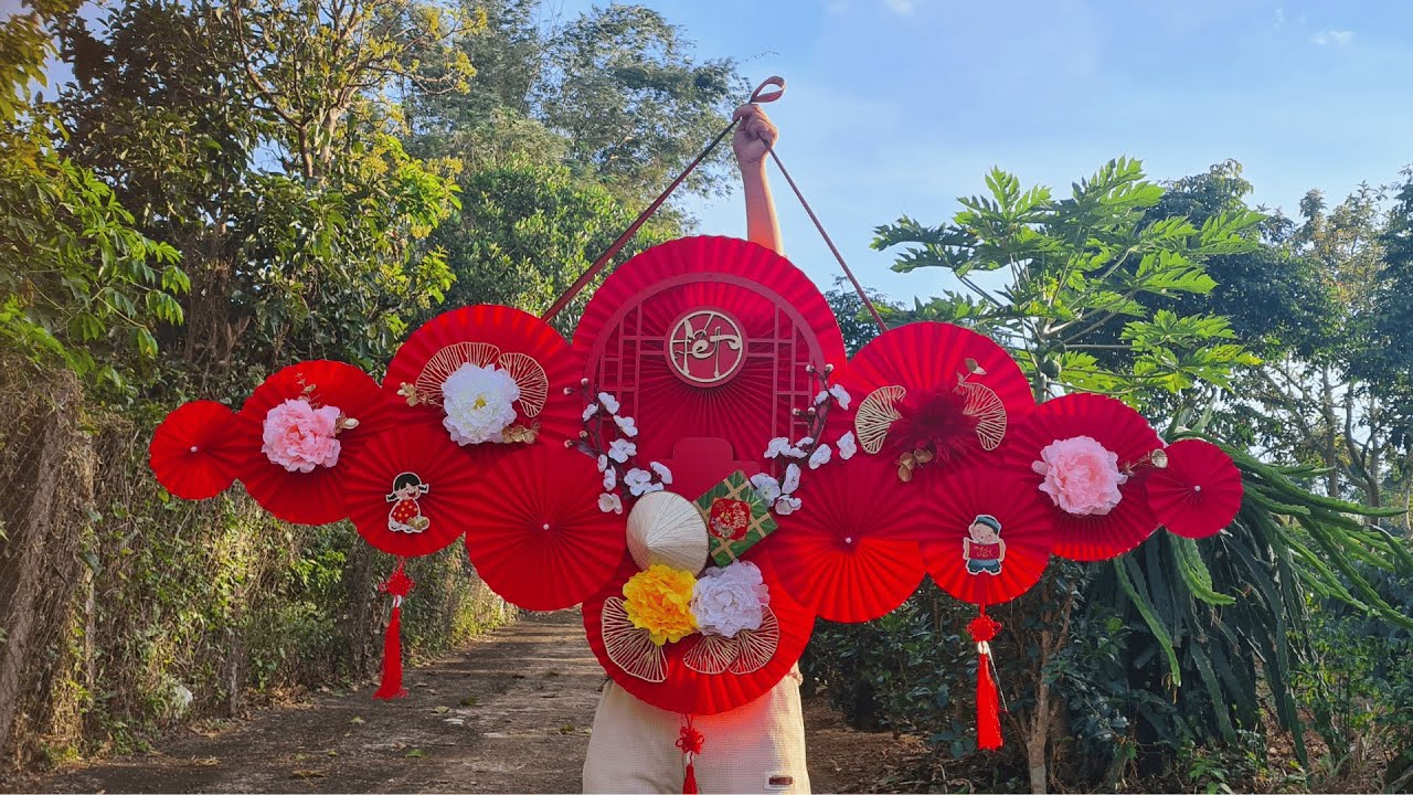 Mẫu QUẠT TRANG TRÍ TẾT với khung gỗ (Hướng dẫn chi tiết)