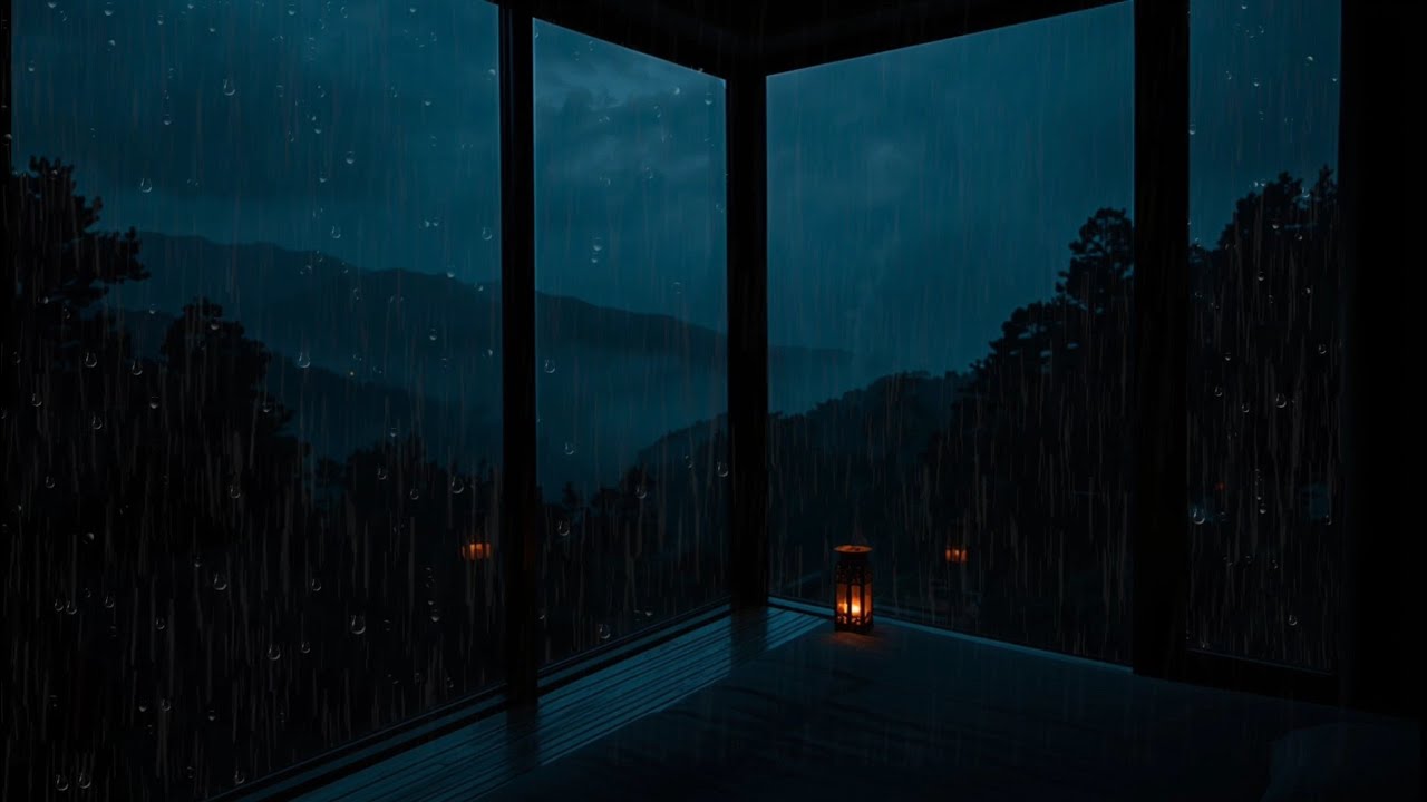 Natural Rain Sounds in a Forest Cabin 🌧 | Dark Bedroom For Deep Sleep, Relaxing & Insomnia