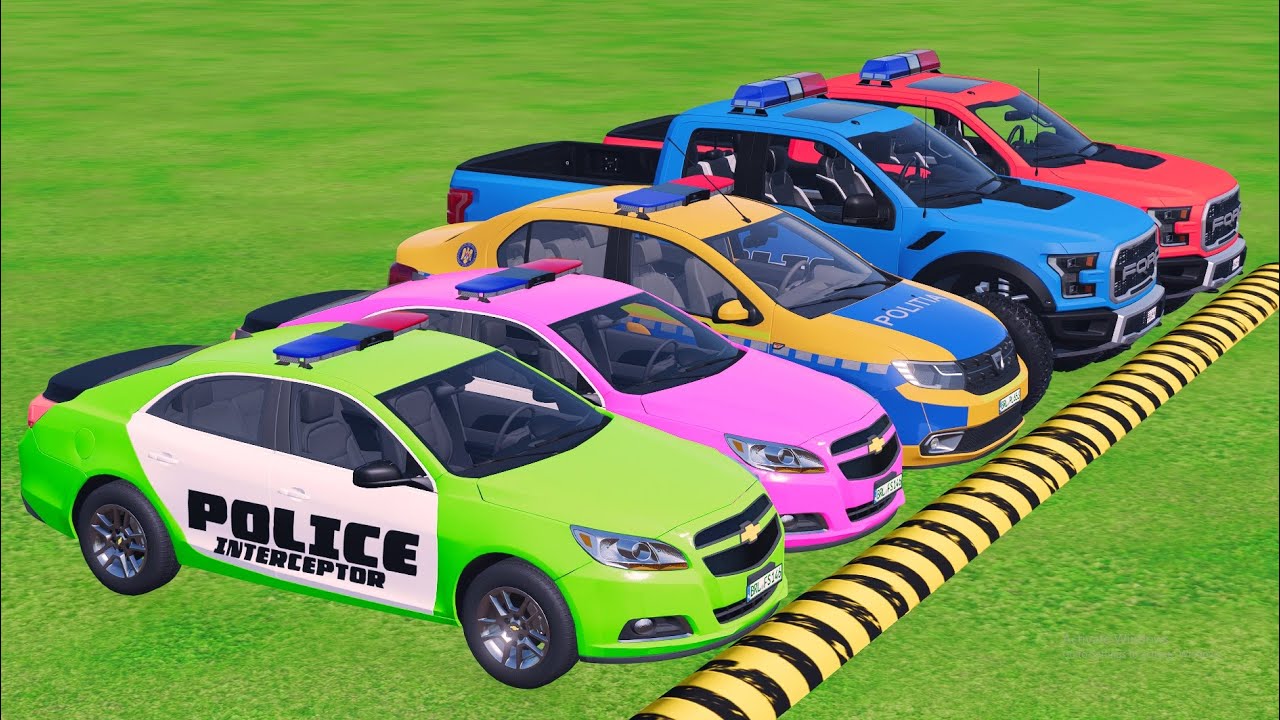 TRANSPORTING CARS, AMBULANCE, FIRE TRUCK, POLICE CARS OF COLORS! WITH BIG TRUCKS! -fs22 #11