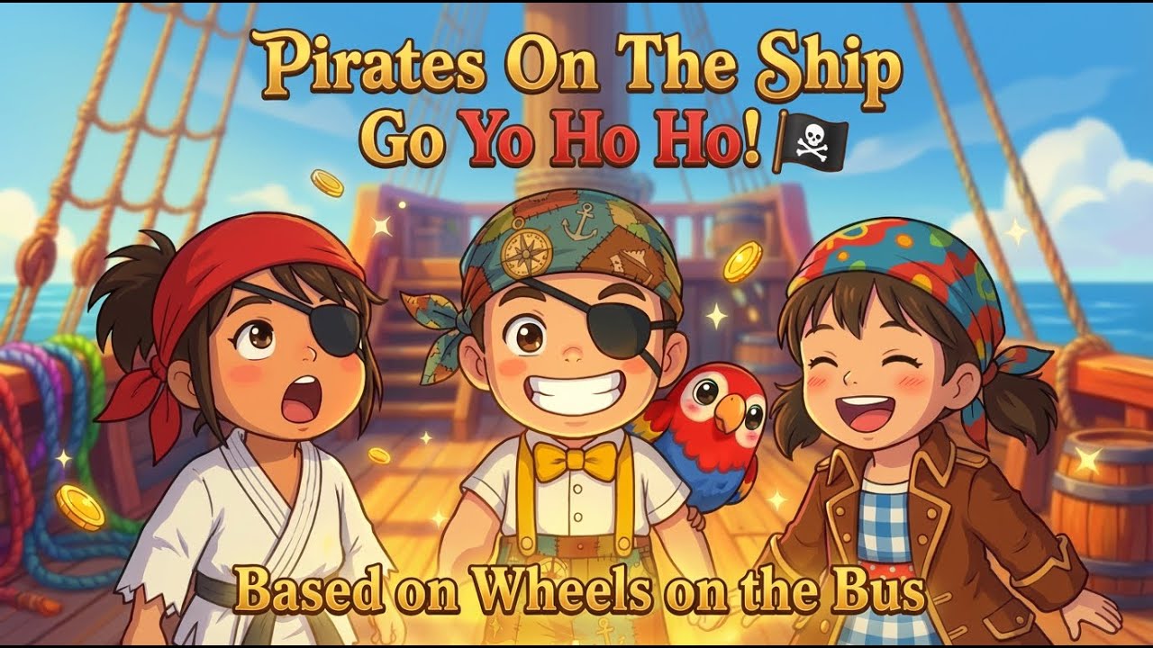 Pirates On The Ship Go Yo Ho Ho! 🏴‍☠️ Kids Pirate Song | Wheels On The Bus Parody