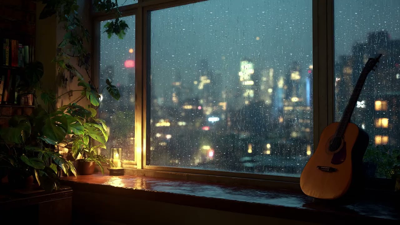 3 Hours Gentle Rain & Peaceful Music 🌧️ Calm Night for Sleep