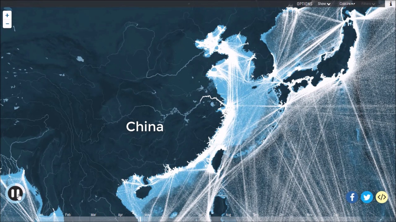 World Map of Ship Routes