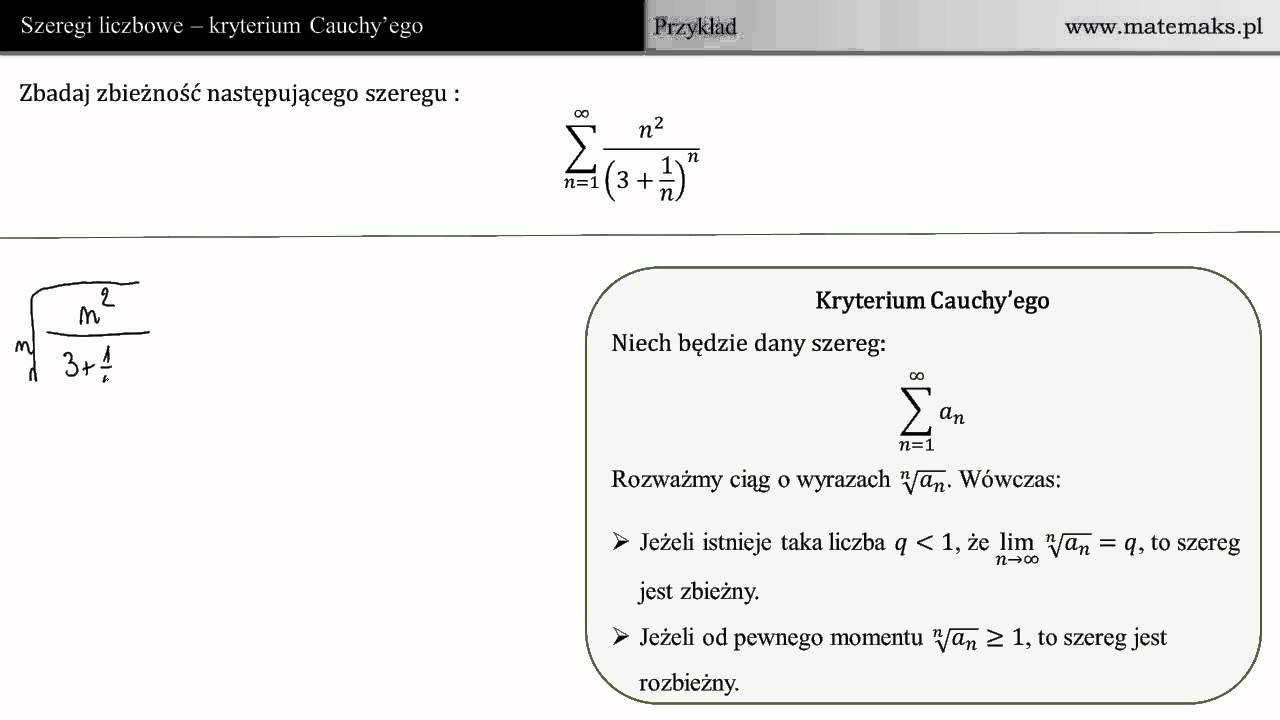Kryterium Cauchy'ego zbieżności szeregu - przykład