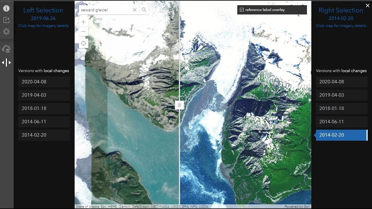 Exploring the world using the Wayback Imagery Swipe Mapping Tool