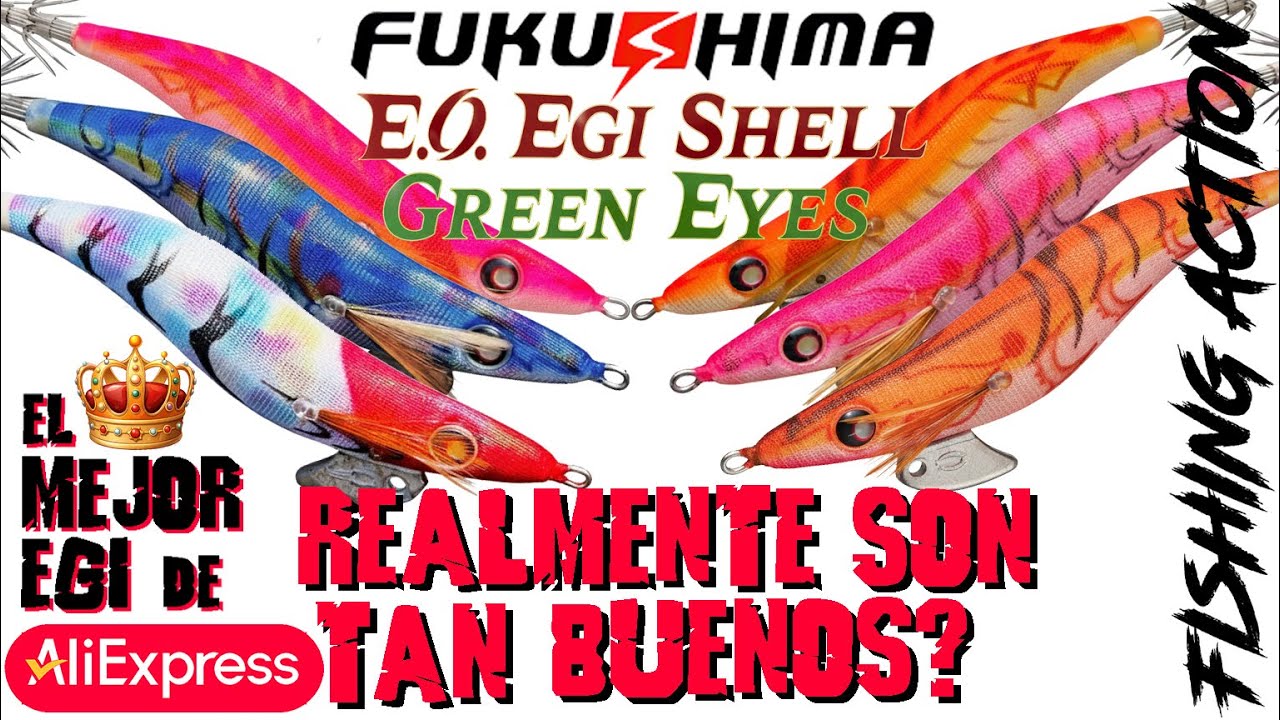 🦐👑EL MEJOR EGI de AliExpress 🦑🐙 FUKUSHIMA EGI Shell Green Eyes 🟢👀 #eging #aliexpress #fishing #lure