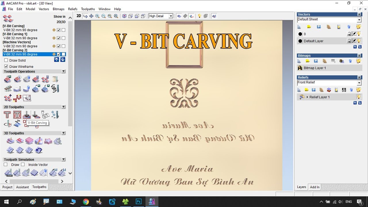 Artcam 9 - Khắc VBit (v-bit carving)