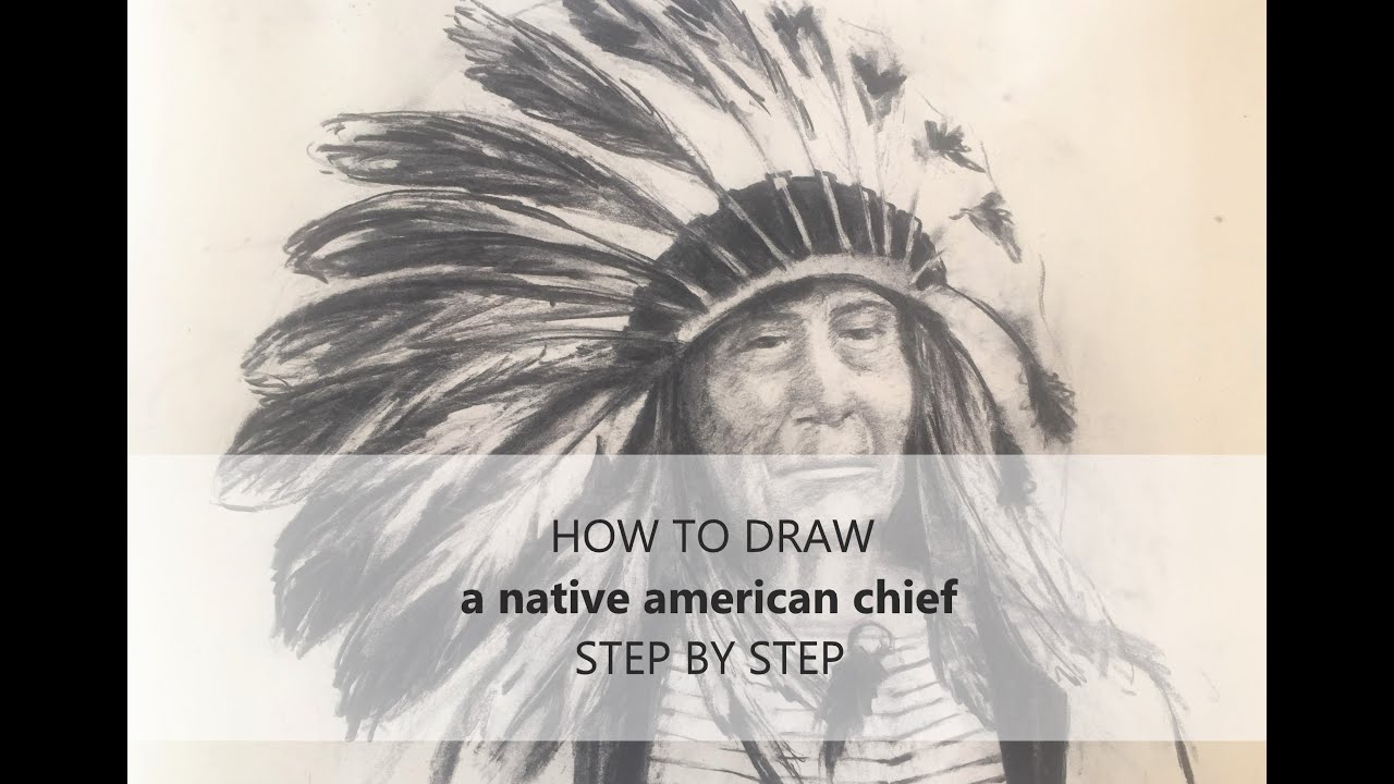 HOW TO DRAW a Portrait with Charcoal  | Drawing Tutorial | Native American Indian Chief | Red Cloud