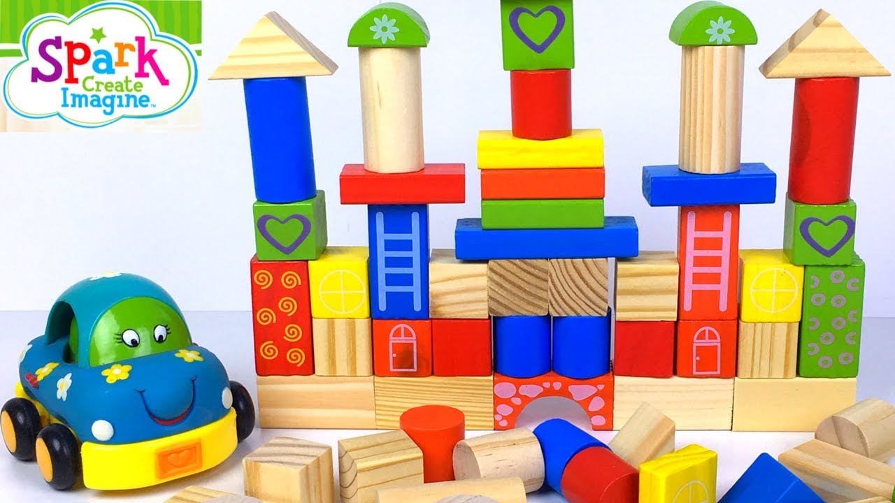 UNBOXING SPARK CREATE IMAGINE 150 PIECE WOODEN BLOCKS SET - FUN BUILDING KNOCKING OVER & REBUILDING