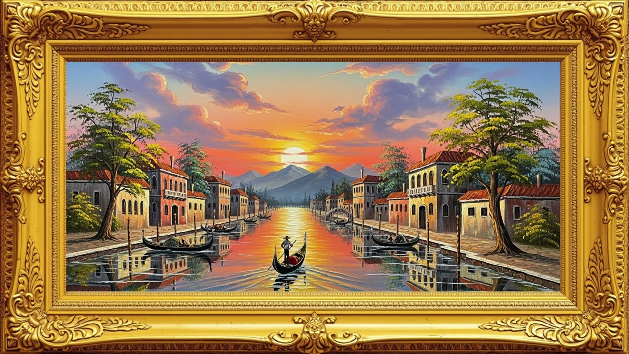 Venice Frame TV Art | Calm Canal View  | Elegant Ambient Screensaver Calm Screen TV 📺