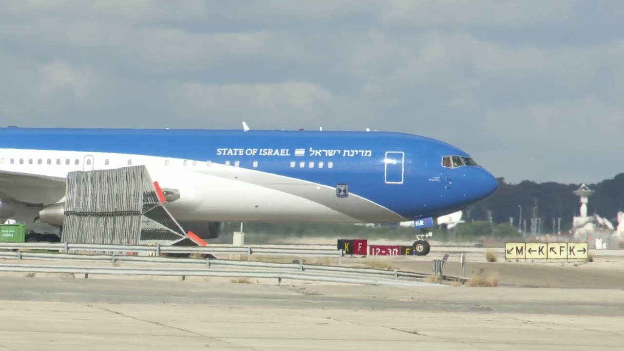 Israeli Air Force 1 - Wing of Zion 4X-ISR - Boeing 767-338ER 4K (no sound).