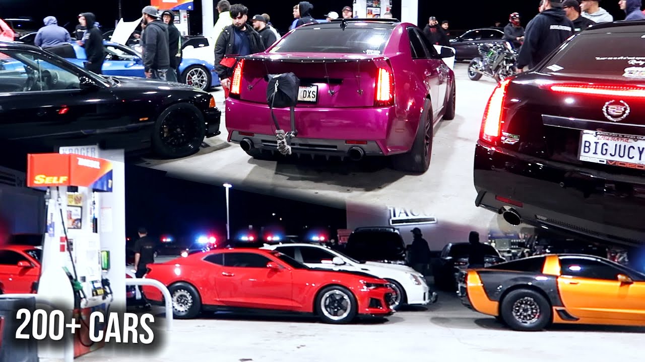 Texas Street Racers TAKEOVER the Gas Station! *20+ Cops Bust*
