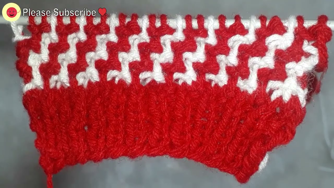 Red and White Sweater design / pattern for Beginners | @happywoolknit