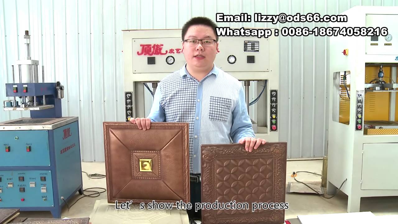 leather wall panel machine line processing video