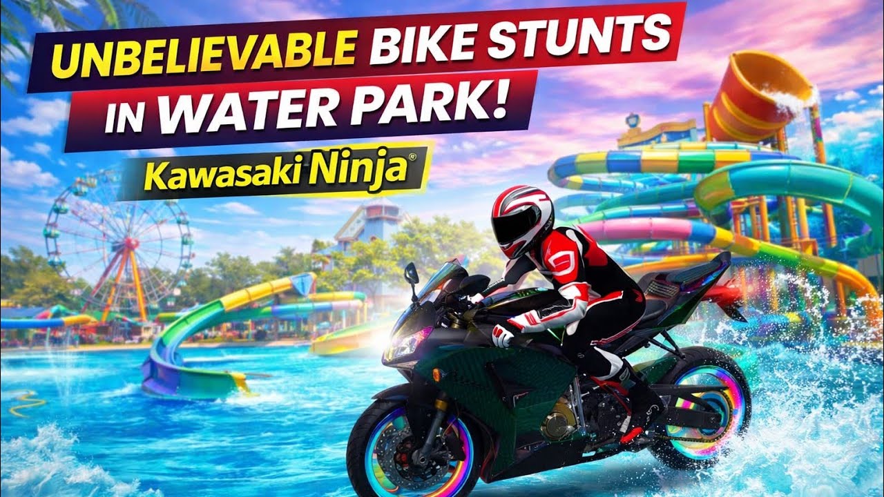 INSANE Water Park Bike Ride Challenge 😱 | Kawasaki Ninja Water Park Stunts | Bike Racing Gameplay 