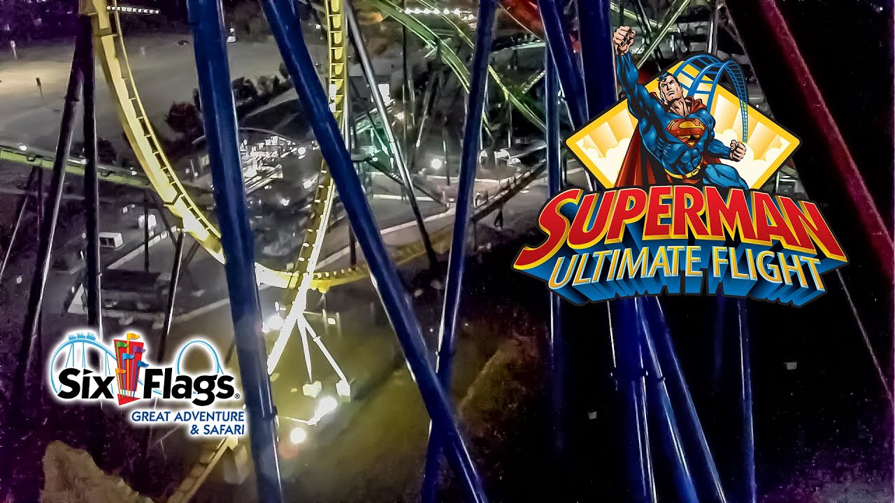 2021 Superman Ultimate Flight Roller Coaster at Night On Ride HD POV Six Flags Great Adventure