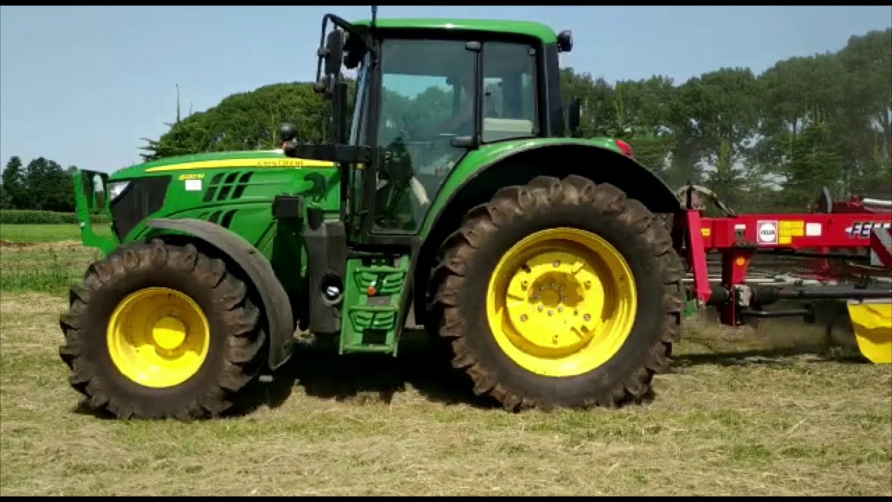 Raking grass| John Deere 6120M | Fella TS 10065 | Dieken