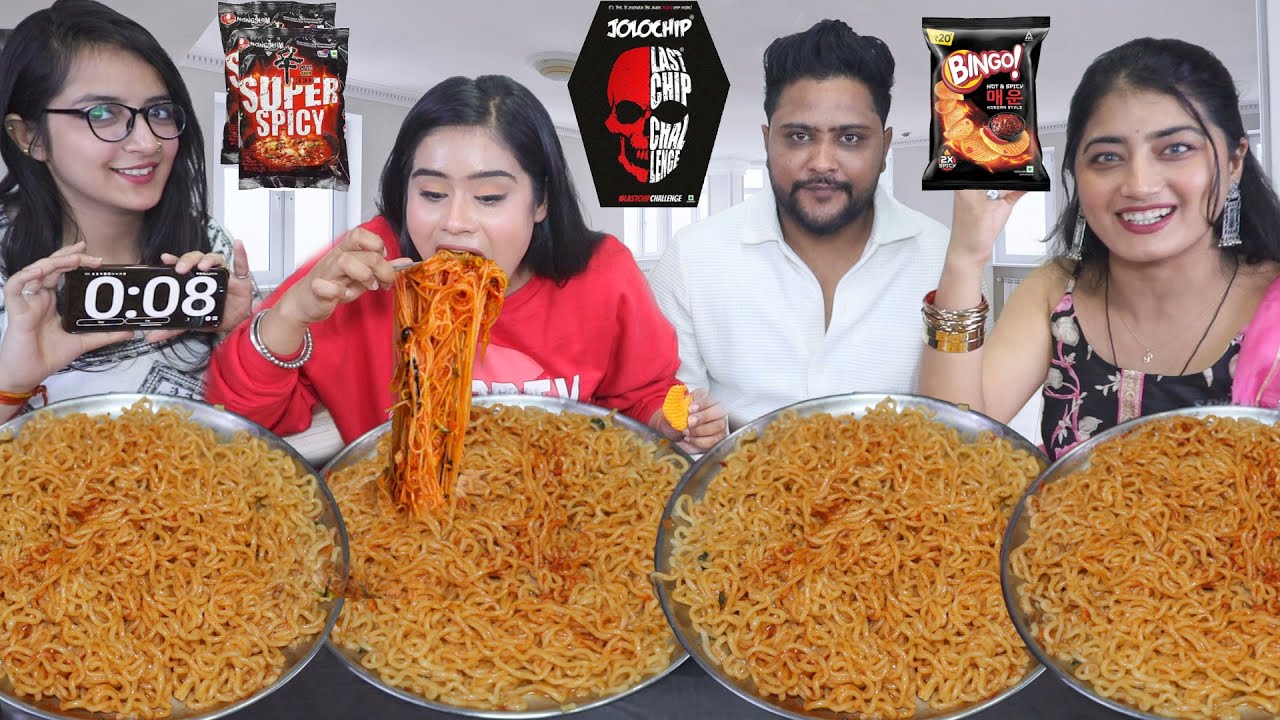 WORLDS SPICIEST🔥 JOLO CHIP👹 KOREAN NOODLES EATING CHALLENGE | Korean Spiciest Noodles🔥 + Jolo Chip💀